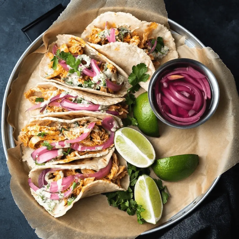 Tacos with pickled onions